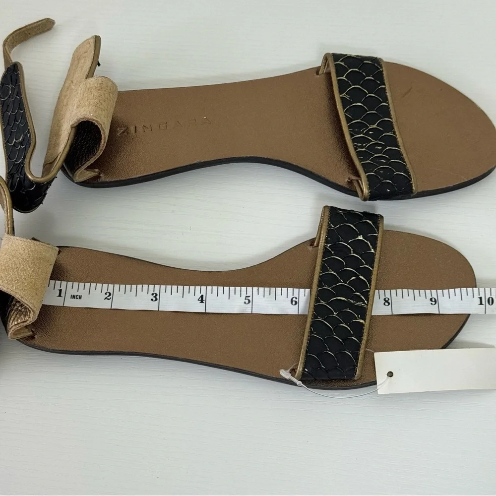 New! Zingara Stylish Black and Tan Sandals, Size 8